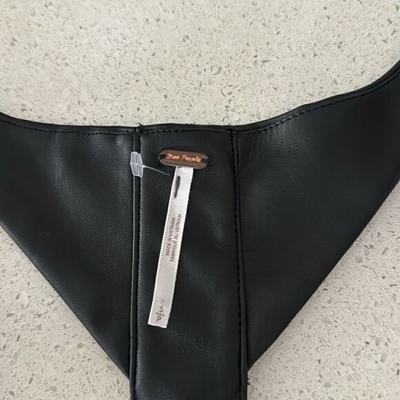 NWOT Free People Sleeveless Tank Flared Vegan Leather S Western Retro Black Chic - Picture 10 of 13